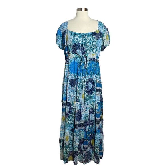 Vasna Womens Floral Midi Dress Size Large Blue - Picture 1 of 6